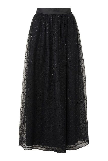 Sequin-Embroidered Mesh Skirt